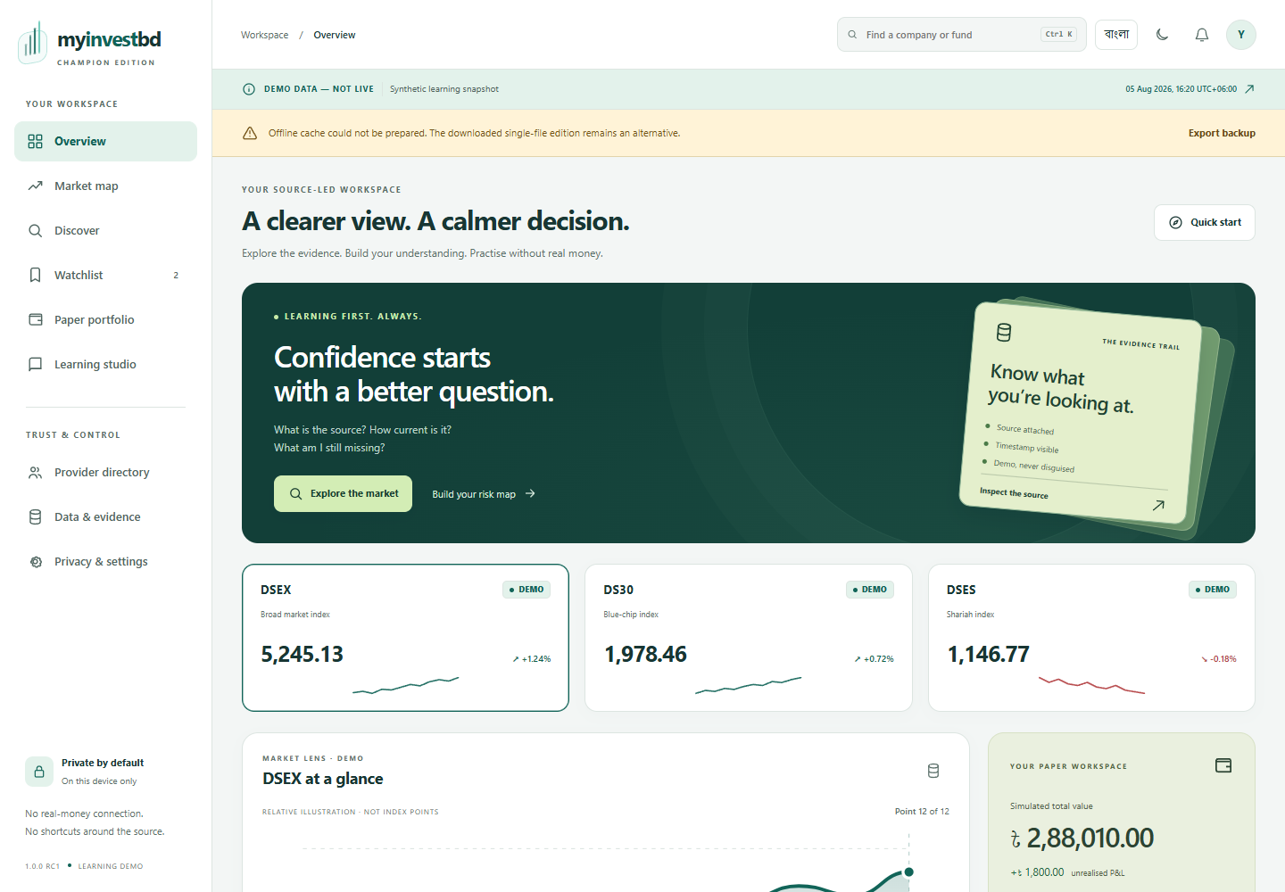 Actual MyInvestBD demo interface